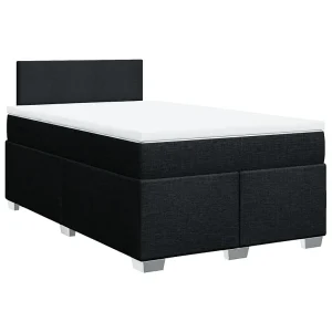 Boxspring met matras stof zwart 120×190 cm
