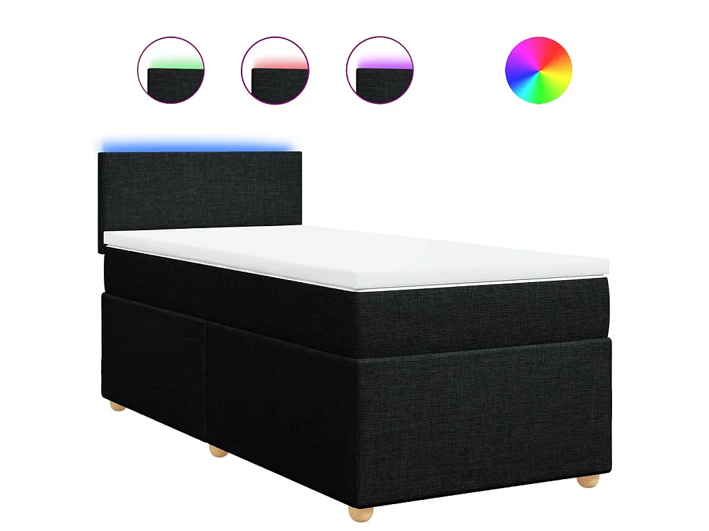 Boxspring met matras stof zwart 90x190 cm