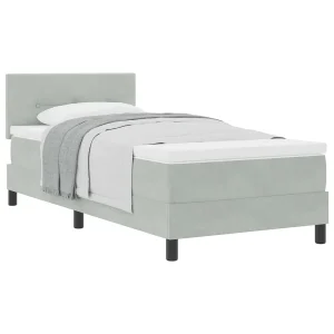 Boxspringbed met matras Lichtgrijs 90 x 200 cm Fluweel Boxspringbed met matras Lichtgrijs 90 x 200 cm Fluweel