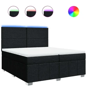 Boxspring met matras stof zwart 200×200 cm Boxspring met matras stof zwart 200×200 cm
