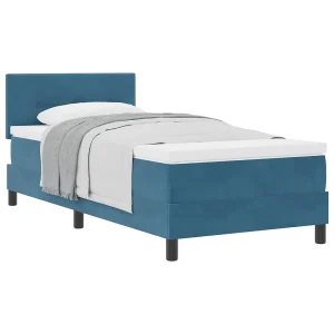 Boxspringbed met matras Donkerblauw 90 x 190 cm Fluweel Boxspringbed met matras Donkerblauw 90 x 190 cm Fluweel