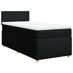 Boxspring met matras stof zwart 90×190 cm Boxspring met matras stof zwart 90×190 cm