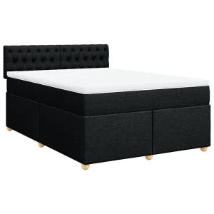 Boxspring met matras stof zwart 140×200 cm Boxspring met matras stof zwart 140×200 cm