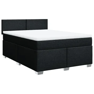 Boxspring met matras stof zwart 140×200 cm Boxspring met matras stof zwart 140×200 cm