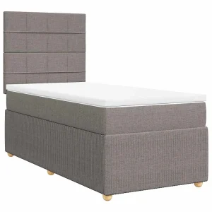 Boxspring met matras stof taupe 90×200 cm Boxspring met matras stof taupe 90×200 cm