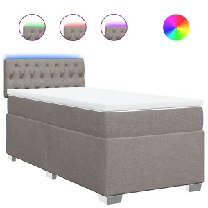 Boxspring met matras stof taupe 80×200 cm Boxspring met matras stof taupe 80×200 cm