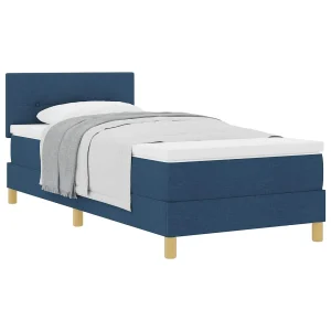 Boxspringbed met kussen met hoofdeinde Blauw 90 x 190 cm Stof Boxspringbed met kussen met hoofdeinde Blauw 90 x 190 cm Stof