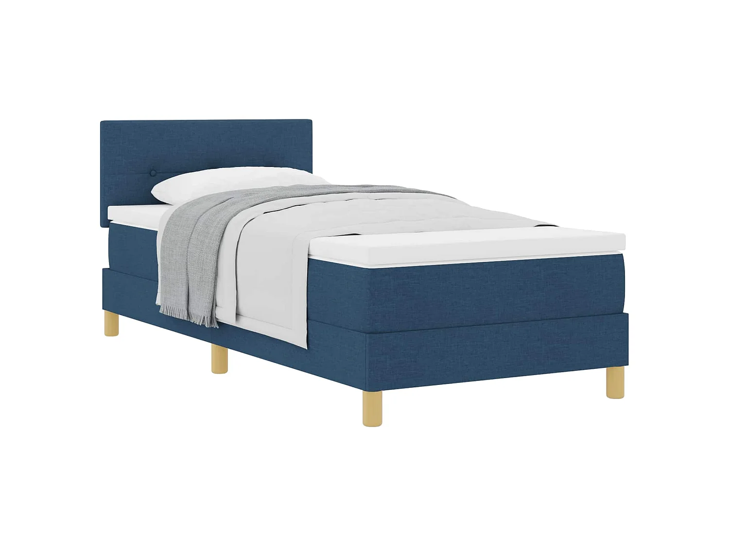 Boxspringbed met kussen met hoofdeinde Blauw 90 x 190 cm Stof