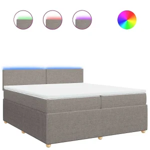 Boxspring met matras stof taupe 200×200 cm
