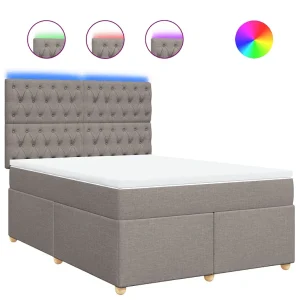 Boxspring met matras stof taupe 140×200 cm Boxspring met matras stof taupe 140×200 cm