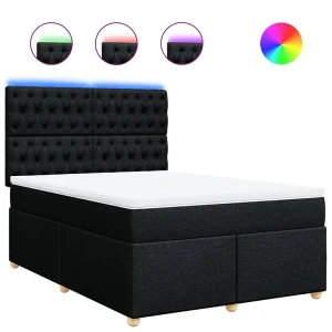 Boxspring met matras stof zwart 140×190 cm Boxspring met matras stof zwart 140×190 cm