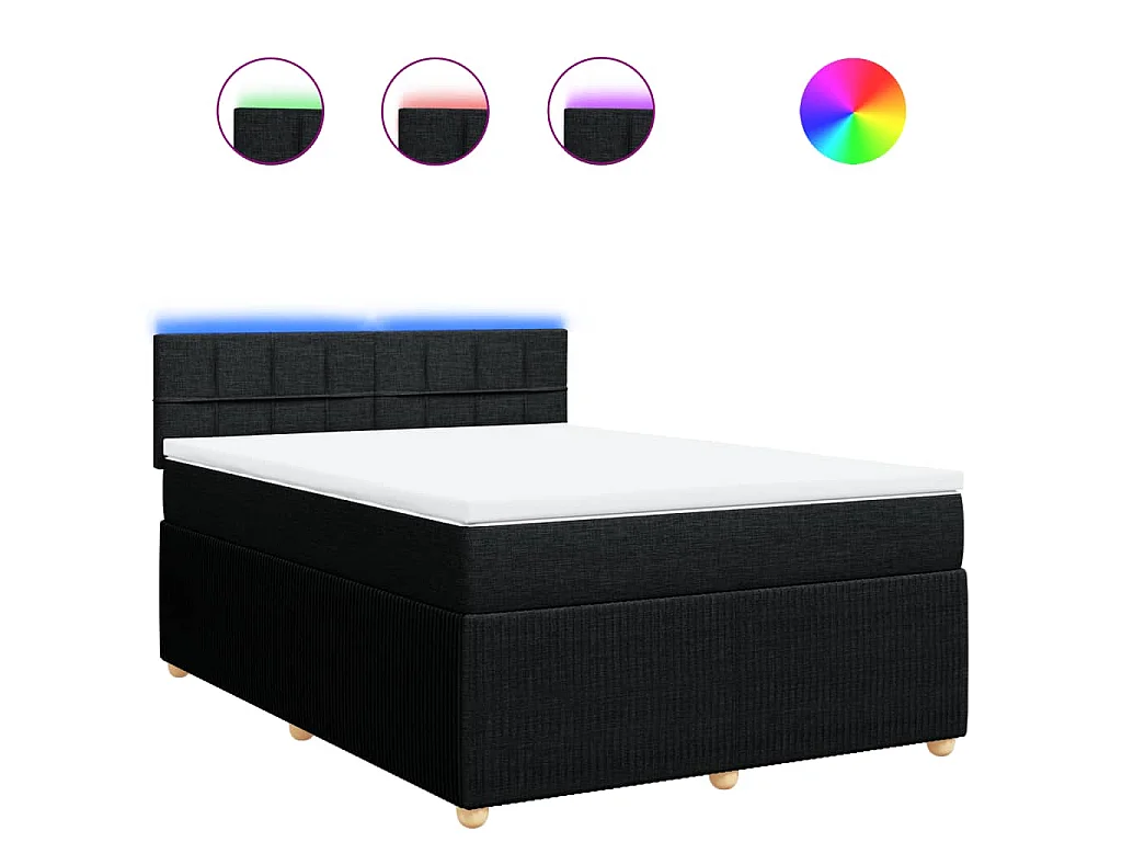 Boxspring met matras stof zwart 140x190 cm
