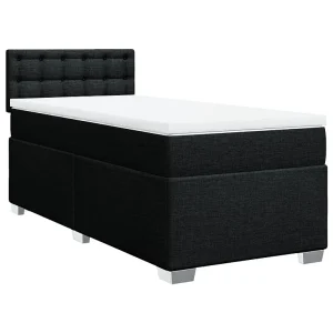 Boxspring met matras stof zwart 100×200 cm
