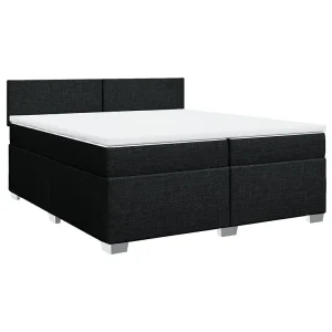 Boxspring met matras stof zwart 200×200 cm Boxspring met matras stof zwart 200×200 cm