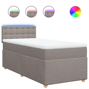 Boxspring met matras stof taupe 90×190 cm Boxspring met matras stof taupe 90×190 cm