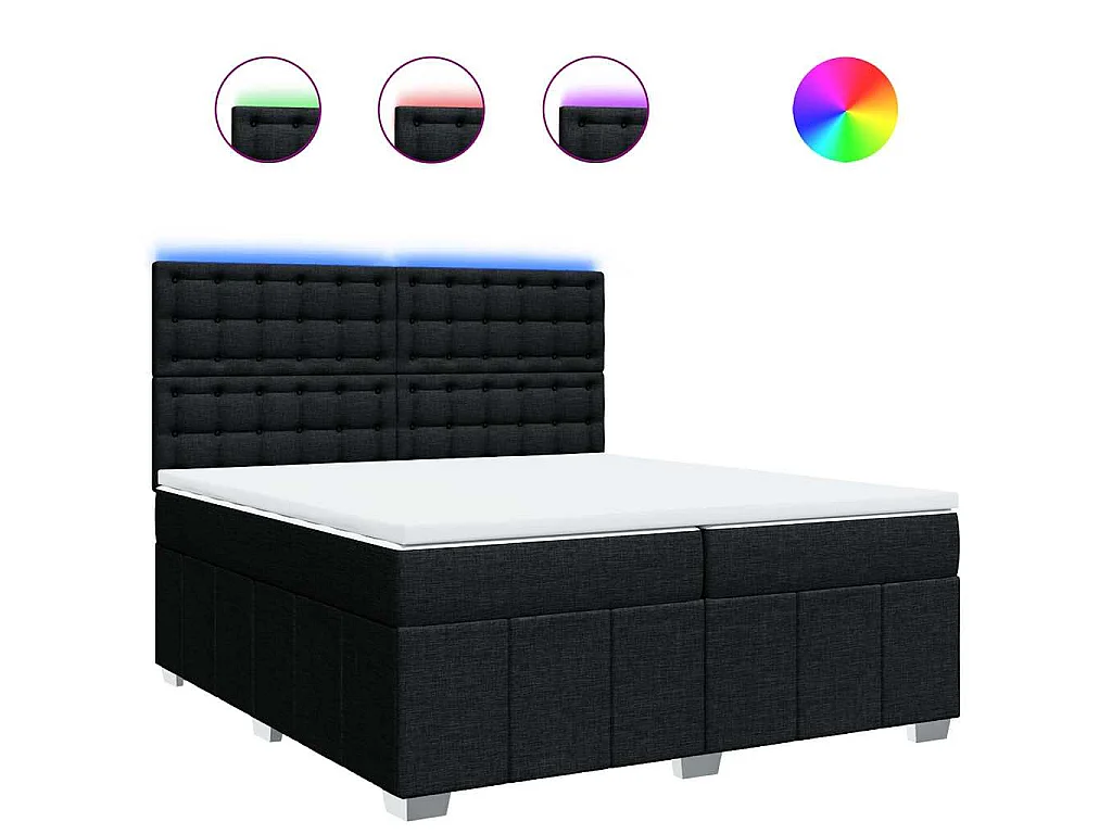 Boxspring met matras stof zwart 200x200 cm