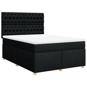 Boxspring met matras stof zwart 160×200 cm Boxspring met matras stof zwart 160×200 cm
