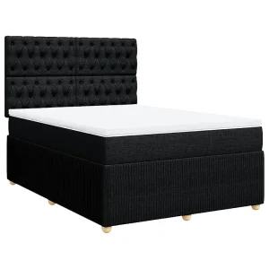 Boxspring met matras stof zwart 160×200 cm Boxspring met matras stof zwart 160×200 cm