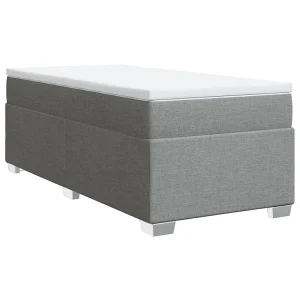 Boxspring met matras stof lichtgrijs 90×190 cm Boxspring met matras stof lichtgrijs 90×190 cm