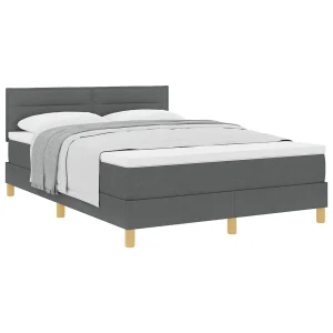 Boxspringbed met kussen Donkergrijs 140 x 200 cm Stof Boxspringbed met kussen Donkergrijs 140 x 200 cm Stof