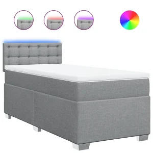 Boxspring met matras stof lichtgrijs 90×200 cm