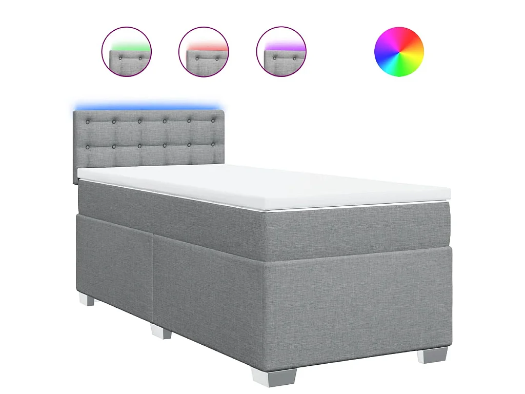 Boxspring met matras stof lichtgrijs 90x200 cm