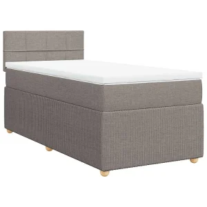 Boxspring met matras stof taupe 80×200 cm Boxspring met matras stof taupe 80×200 cm