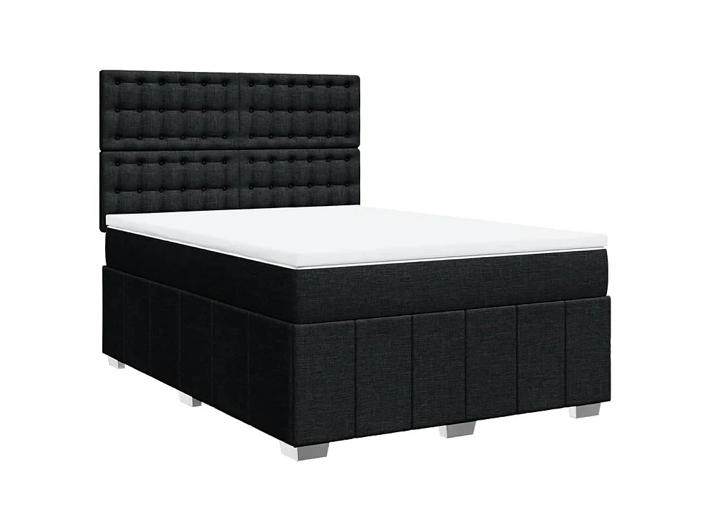 Boxspring met matras stof zwart 160x200 cm