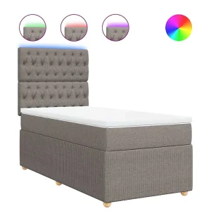 Boxspring met matras stof taupe 80×200 cm Boxspring met matras stof taupe 80×200 cm
