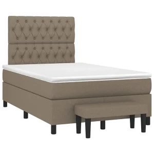 Boxspring met matras stof taupe 120×190 cm Boxspring met matras stof taupe 120×190 cm
