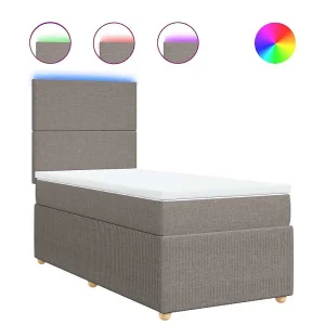 Boxspring met matras stof taupe 80×200 cm Boxspring met matras stof taupe 80×200 cm