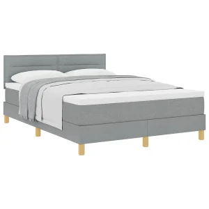 Boxspringbed met kussen Lichtgrijs 140 x 190 cm Stof Boxspringbed met kussen Lichtgrijs 140 x 190 cm Stof