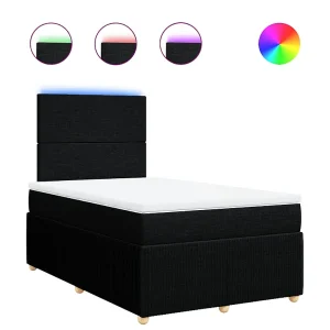 Boxspring met matras stof zwart 120×190 cm