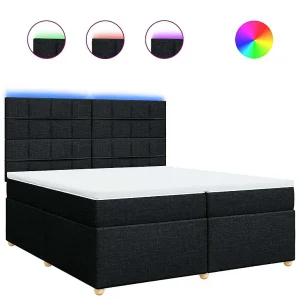 Boxspring met matras stof zwart 200×200 cm Boxspring met matras stof zwart 200×200 cm