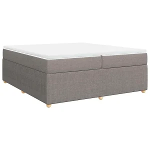 Boxspring met matras stof taupe 200×200 cm