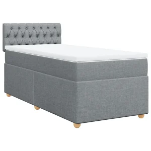 Boxspring met matras stof lichtgrijs 90×200 cm