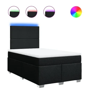 Boxspring met matras stof zwart 120×190 cm