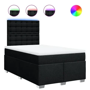 Boxspring met matras stof zwart 120×190 cm