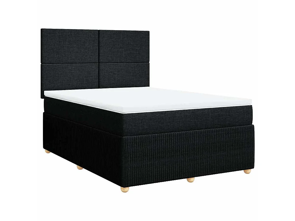 Boxspring met matras stof zwart 160x200 cm