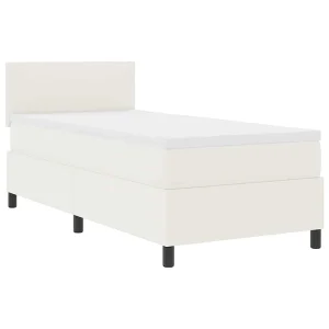 Boxspringbed Crème en Wit 100 x 200 cm Katoen Stof Boxspringbed Crème en Wit 100 x 200 cm Katoen Stof