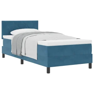 Boxspringbed met matras Donkerblauw 90 x 200 cm Fluweel Boxspringbed met matras Donkerblauw 90 x 200 cm Fluweel