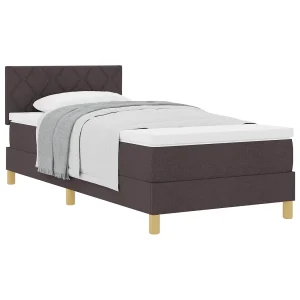 Boxspringbed met kussen Donkerbruin 100 x 200 cm Stof Boxspringbed met kussen Donkerbruin 100 x 200 cm Stof
