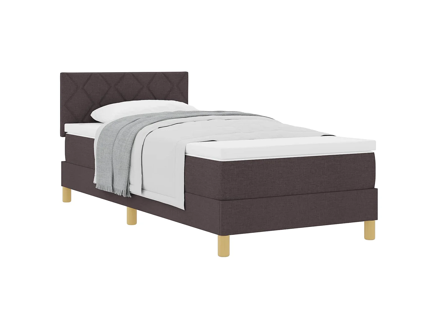 Boxspringbed met kussen Donkerbruin 100 x 200 cm Stof