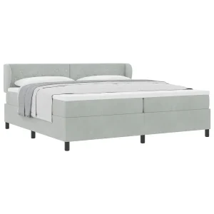 Boxspringbed met matras Lichtgrijs 200 x 200 cm Fluweel Boxspringbed met matras Lichtgrijs 200 x 200 cm Fluweel
