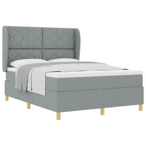 Boxspringbed met hoofdeinde Lichtgrijs 200 x 160 cm Stof