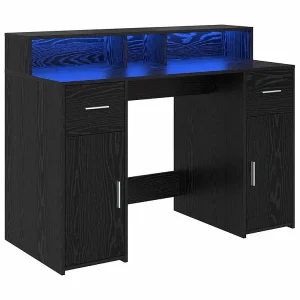 Bureau met lade Zwart eiken 120 x 55 x 91 cm Bewerkt hout Bureau met lade Zwart eiken 120 x 55 x 91 cm Bewerkt hout