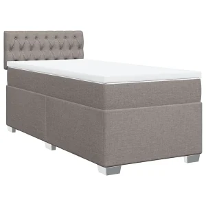 Boxspring met matras stof taupe 90×200 cm Boxspring met matras stof taupe 90×200 cm