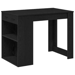 Bureau met lade en plank 102x62x77,5cm bewerkt hout zwart eiken Bureau met lade en plank 102x62x77,5cm bewerkt hout zwart eiken