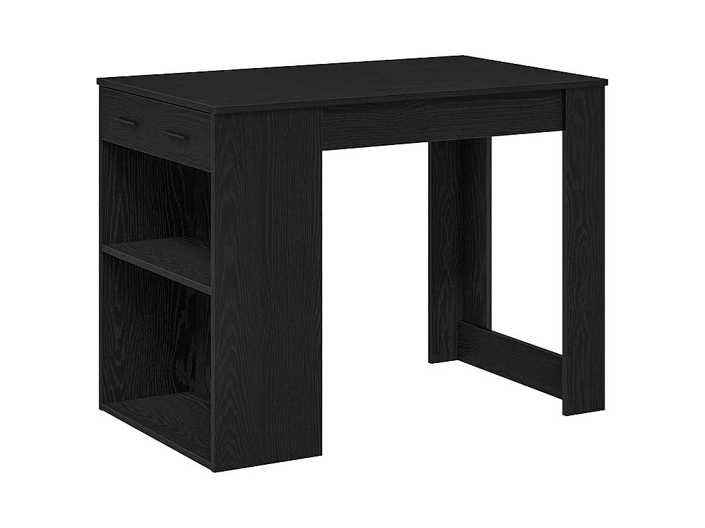 Bureau met lade en plank 102x62x77,5cm bewerkt hout zwart eiken