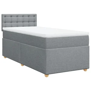 Boxspring met matras stof lichtgrijs 90×190 cm Boxspring met matras stof lichtgrijs 90×190 cm